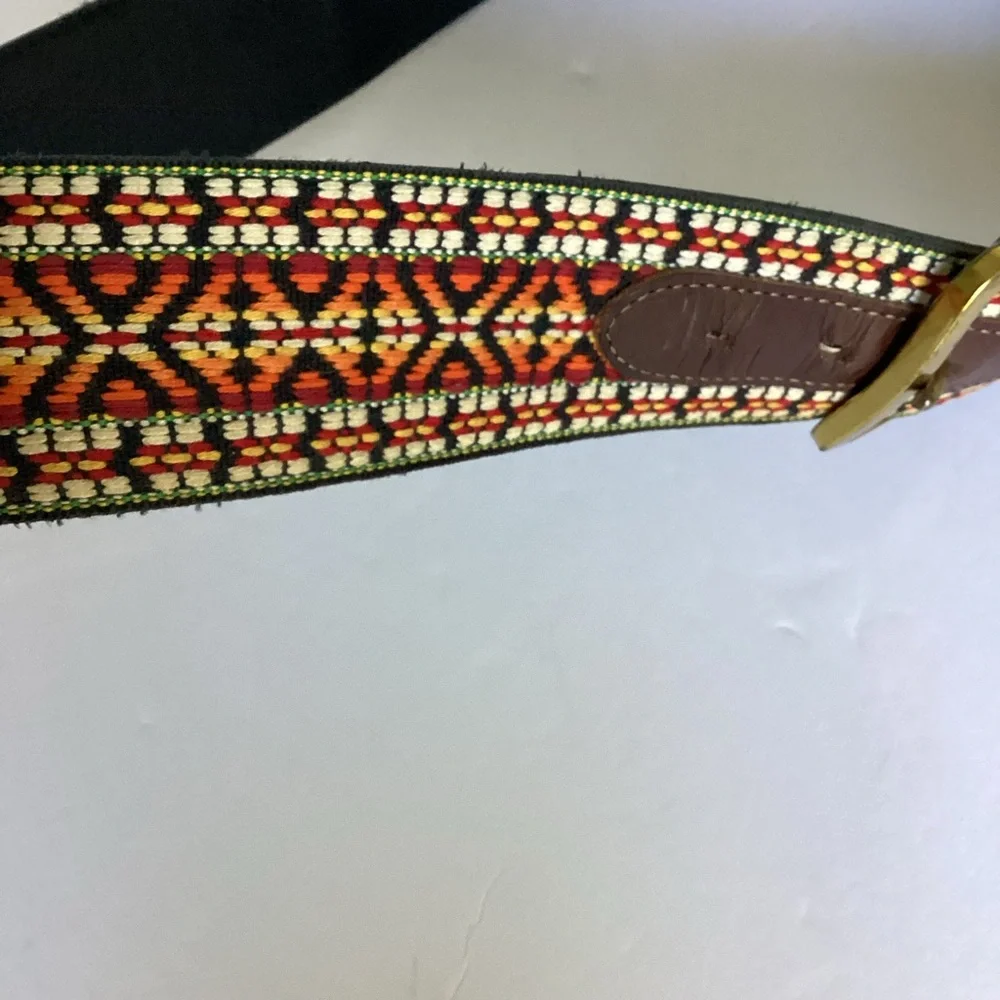Tex Tan Genuine Leather Belt Handcrafted Southwest Woven Design Brass Buckle 38